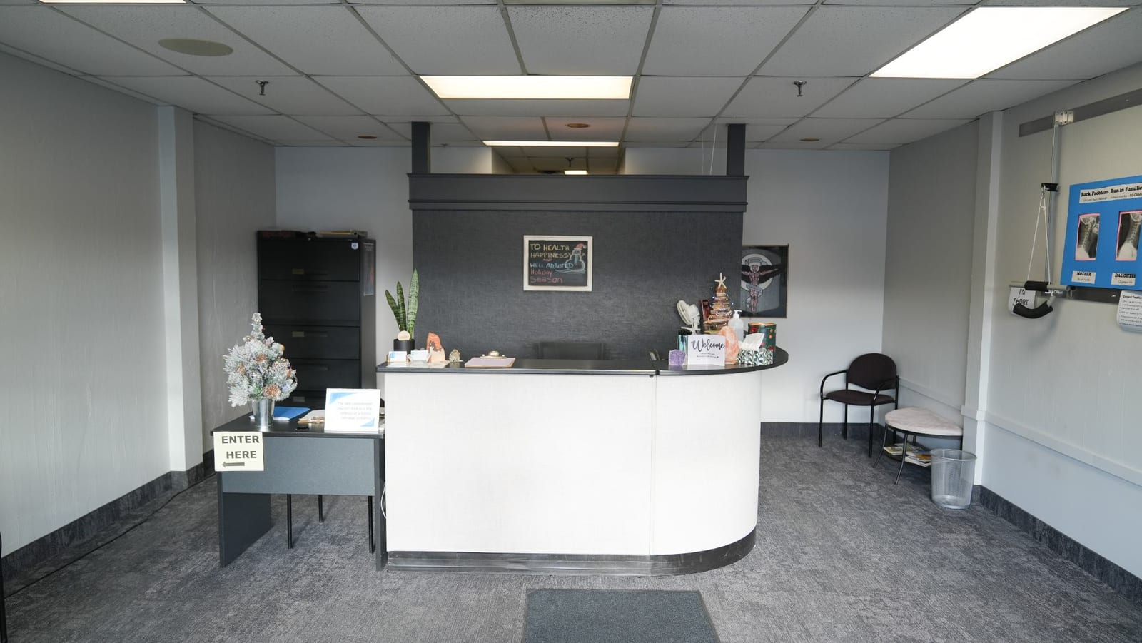 Reception area at Life Chiropractic Centre, Burlington