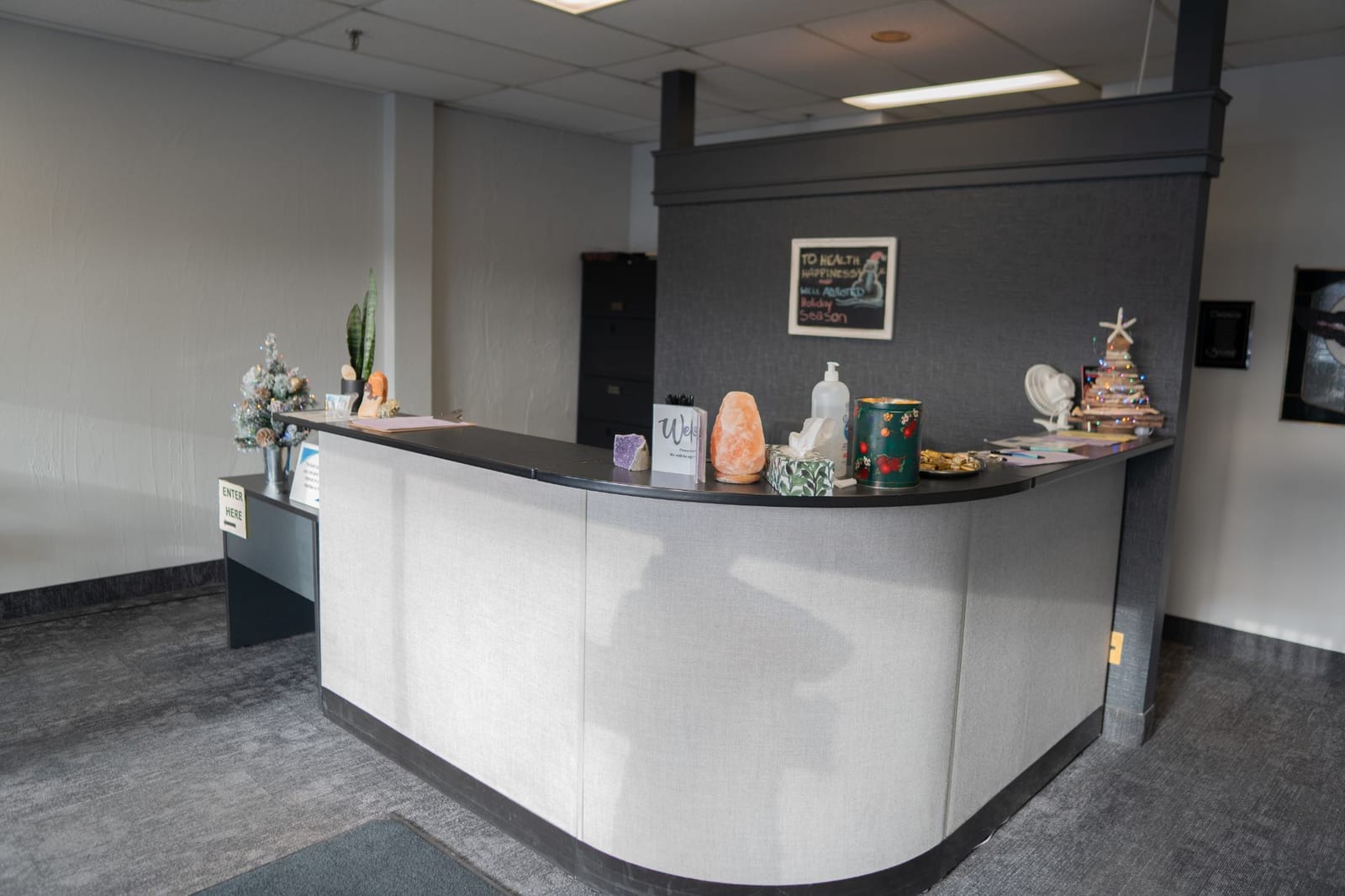 Reception desk at Life Chiropractic Centre, Burlington