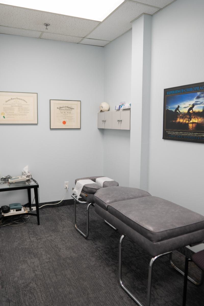 Treatment room at Life Chiropractic Centre, Burlington, Ontario